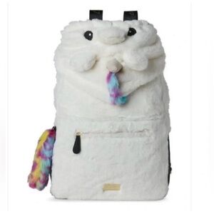 Betsey Johnson Hooded Unicorn Backpack Faux Fur New with tags